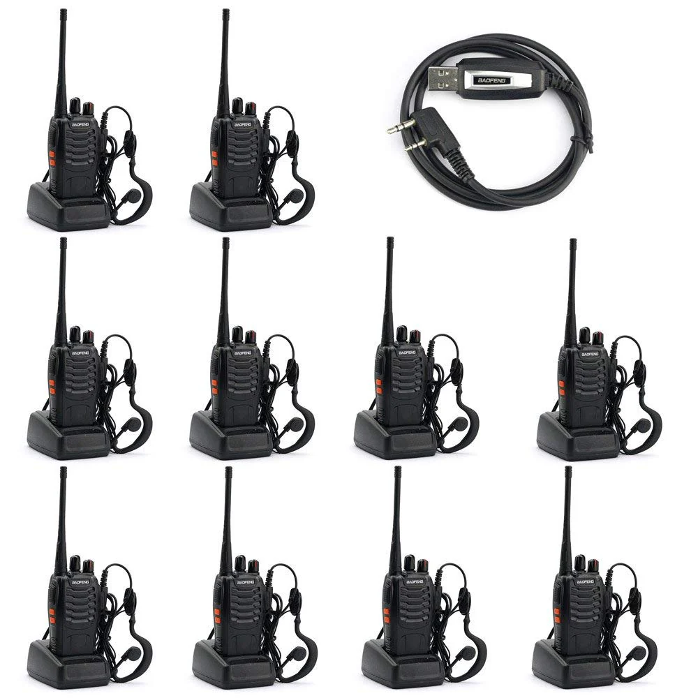BaoFeng 10 pcs BF-888S UHF Walkie Talkie- Long Range (Pack of 10, Black)